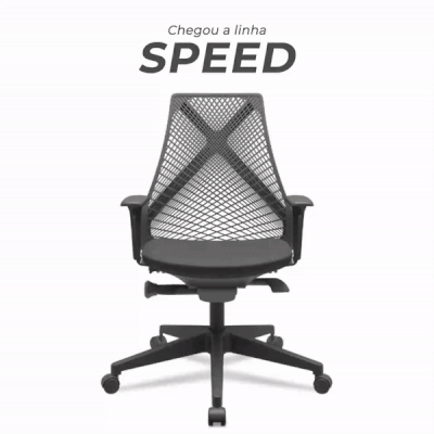 Cadeira Escritório Giratória Ergonômica Speed Tela Cinza | Mirage Móveis