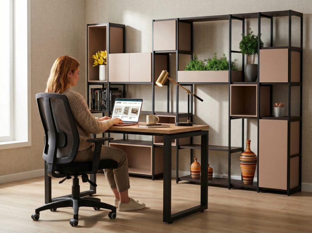 Profissional trabalhando confortavelmente em cadeira ergonômica Trend em home office