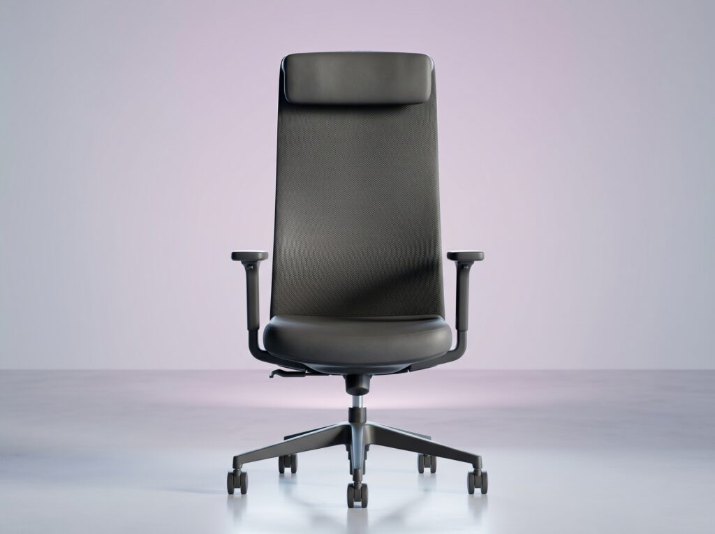 Cadeira ergonômica corporativa com tecnologia integrada e design moderno