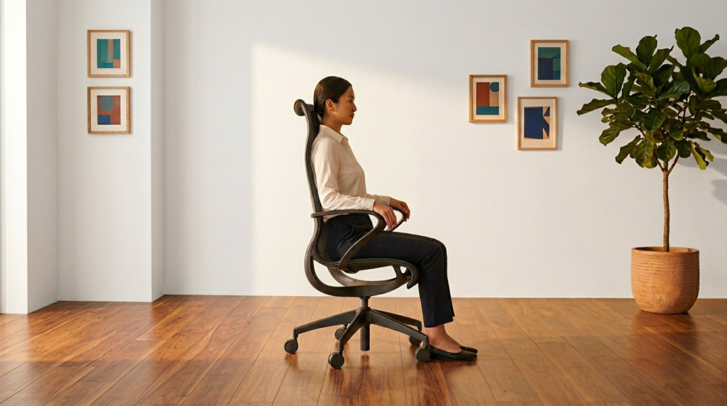 Postura correta cadeira ergonômica escritório