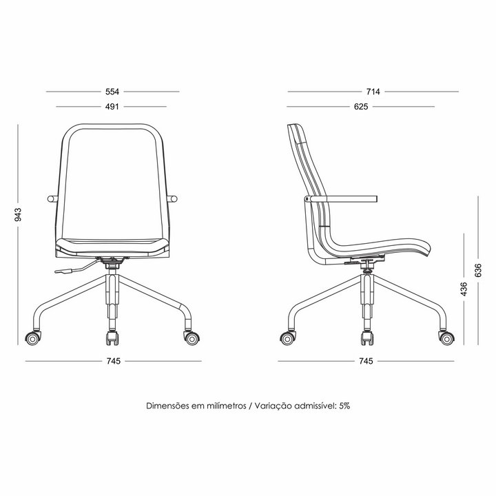 Cadeira giratória Pippeline para escritório, com design moderno, ergonomia e mobilidade para ambientes corporativos e home office.
