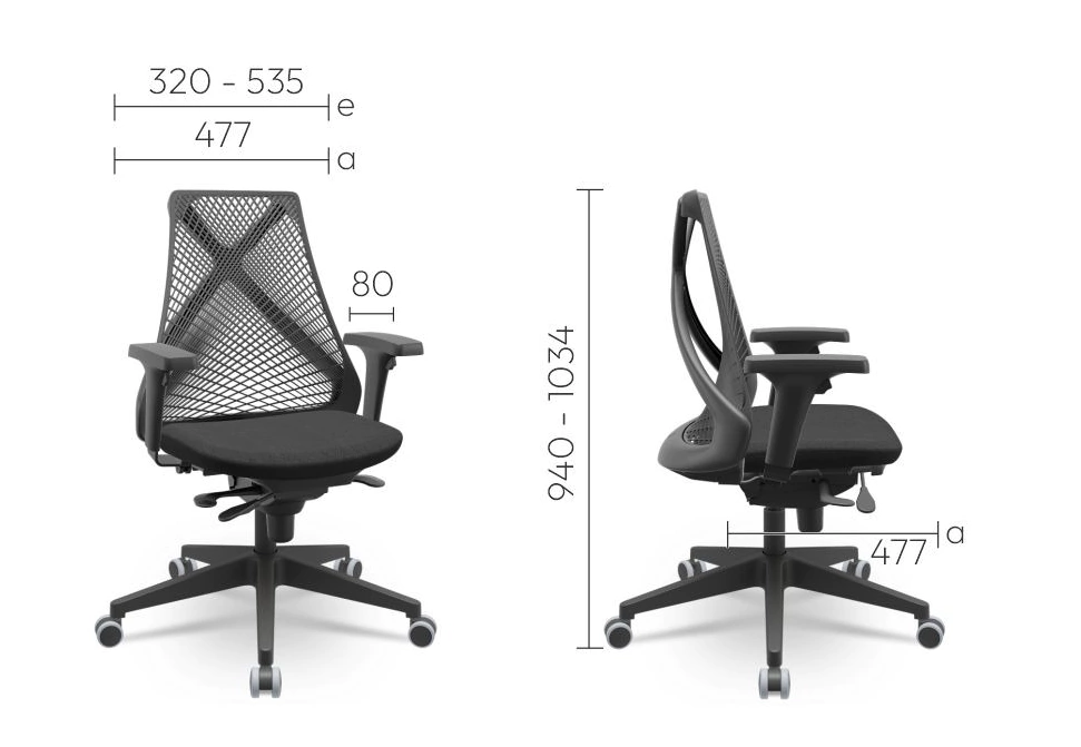 Cadeira Speed econômica em tela mesh preta para escritório e home office